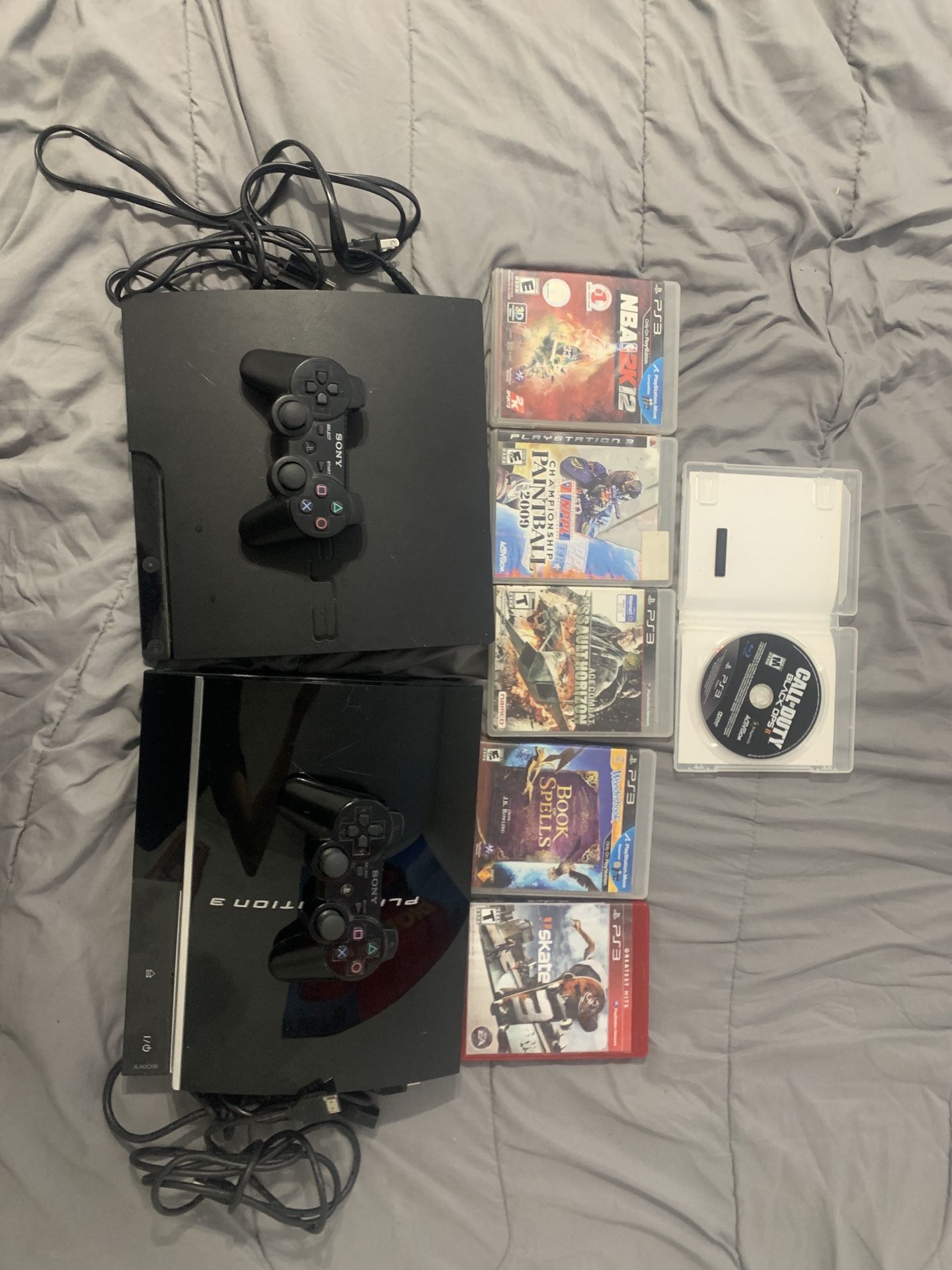 PS3 Fat And Slim That Work + 2 Controllers And Games With Cords