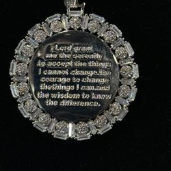 Iced Out Serenity Prayer Charm With 20” Chain  