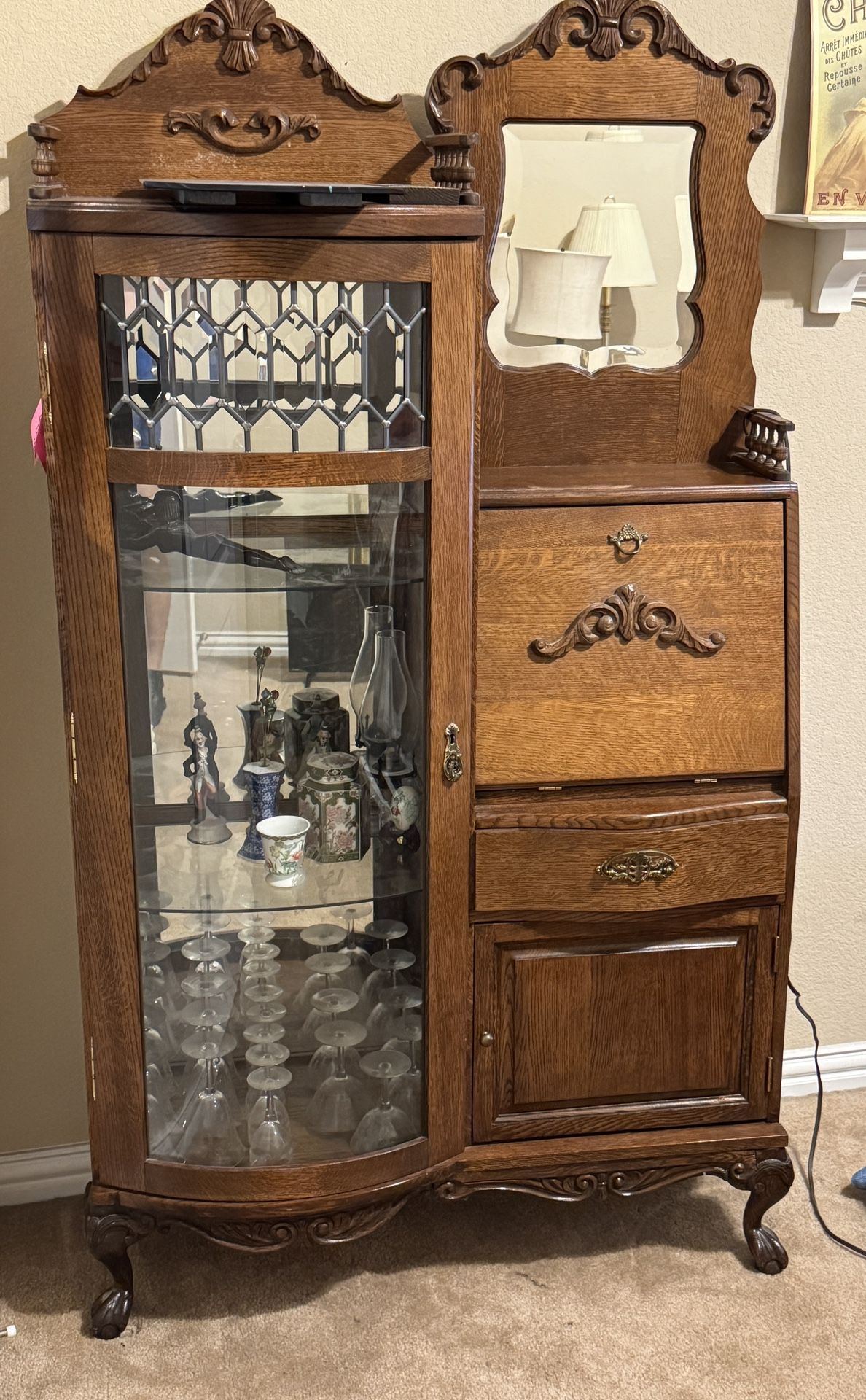 Antique Wood secretary Cabinet 