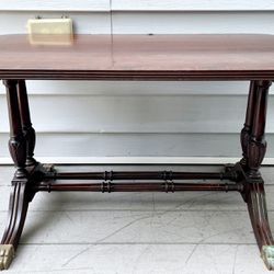 Mahogany Antique Coffee Table with Brass Lion Paw Feet