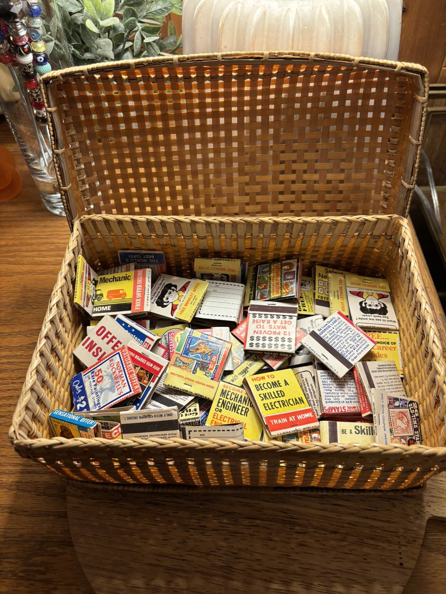 Basket Of Vintage Matchbooks