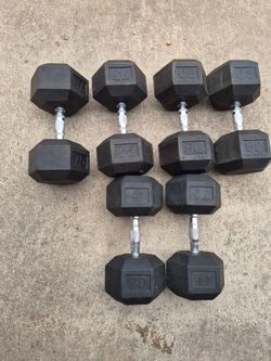 70lb , 75lb, and 80lb dumbbell. Nice condition just needs little cleaning.