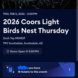 ZACH TOP BIRDS NEST TONIGHT! GA & VIP