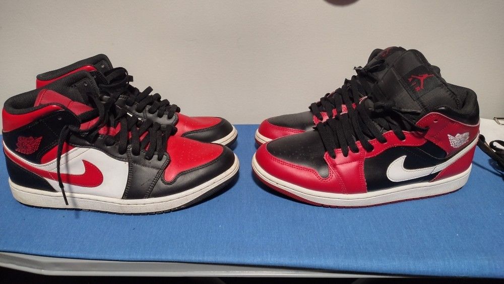 Jordan 1 Black Gym Red White 2 Pair Men's Size 10 