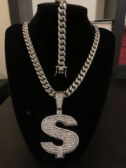 Cuban link set with pendant (stainless stee) 10mm