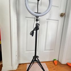 12" Dimmable Ring Light with Tripod Stand – 3 Color Modes, Adjustable Brightness, Perfect for Photos & Videos  used like new without box