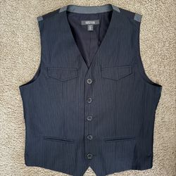 Kenneth Cole Reaction Vest Suit Tux Tuxedo Dress Shirt Pinstripe Men L