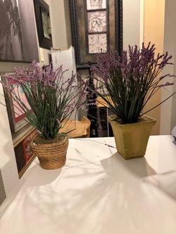 Faux Lavender Potted Plants Set of 2