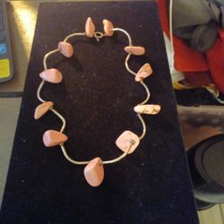 Sterling Silver Pink Jasper Necklace 