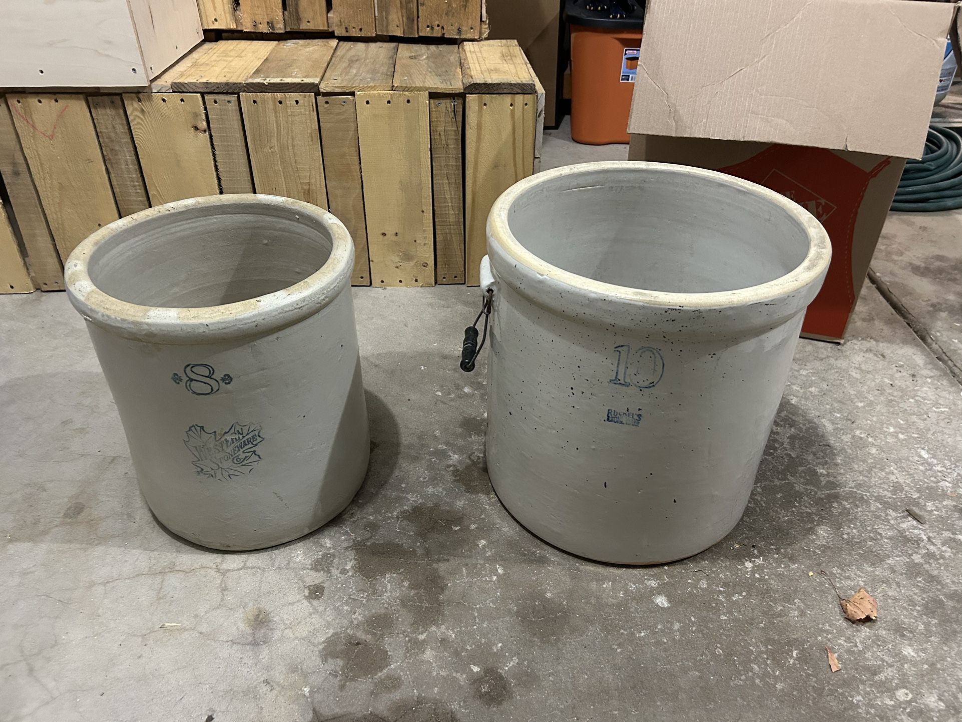 Vintage Antique Stoneware Crocks 10 # and 8#