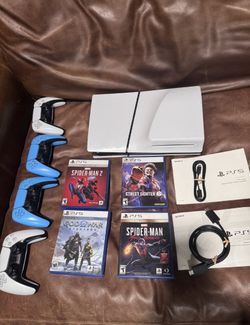 Sony PlayStation 5 Slim Disc Edition 4TB Upgrade, Controllers, Games Bundle