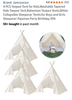 NEW!  4 White Kids Teepee Tents
