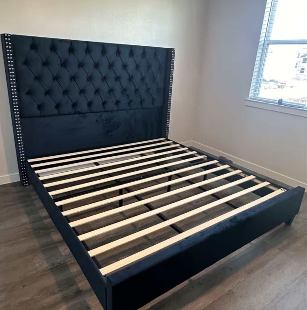 Full Bed Frame Black Velvet