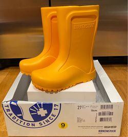 NEW Birkenstock Kids Scuba Yellow Derry Rain Boots, Size US 9 / EU 27