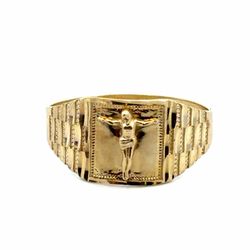 Men’s 10k Yellow Gold Jesus Crucified Crucifix Ring Size 9 GP3136442