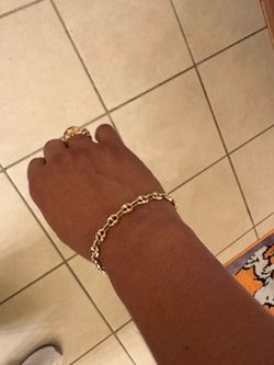 14k puffy gucci link bracelet