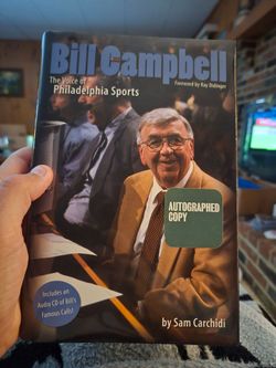 Autographed book of philadelphia hof announcer bill Campbell