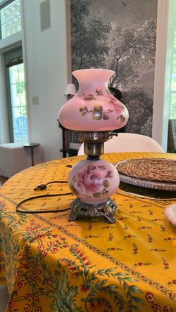 2 vintage hand painted lamps
