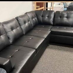 Faux Leather L Shaped Sectional 