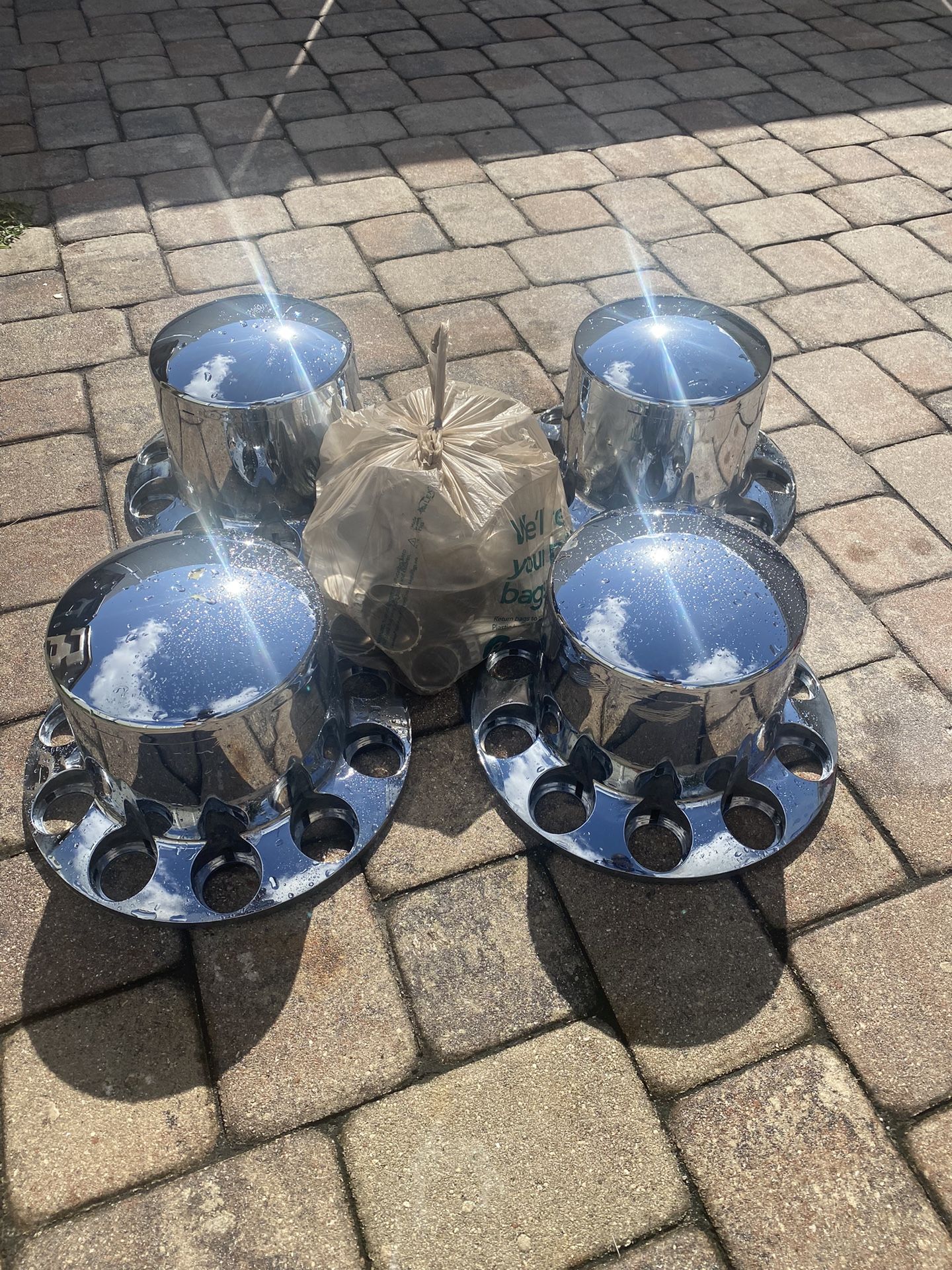 Chrome Rear Axle Wheel Cover With Removable Hubcap 