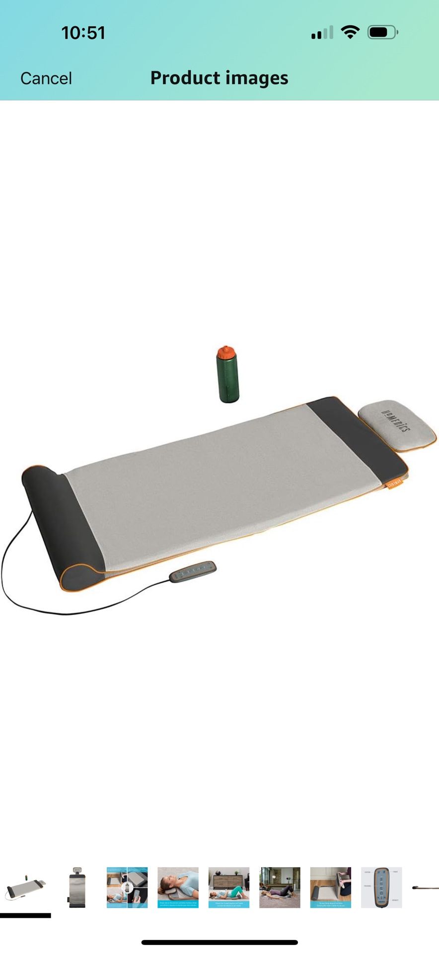Homedics Yoga Fitness Back and Lumbar Stretching Mat with Air Compression and 3 Levels of Intensisty, Silver