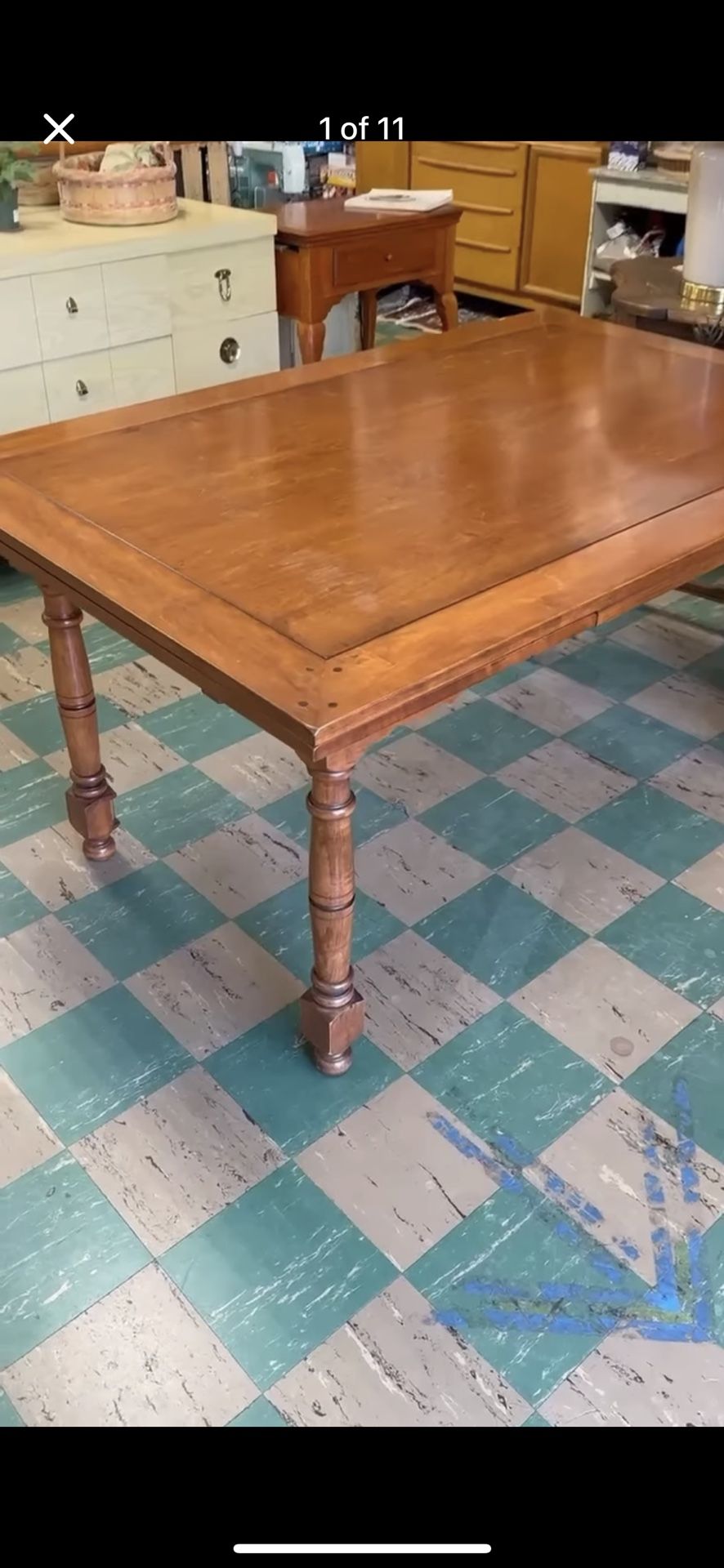 STATTON “Trutype” Solid Maple Table w/ Hidden Leaves