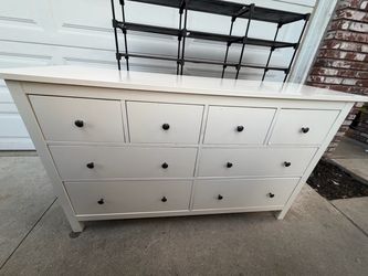 White Wood Dresser with 8 Drawers