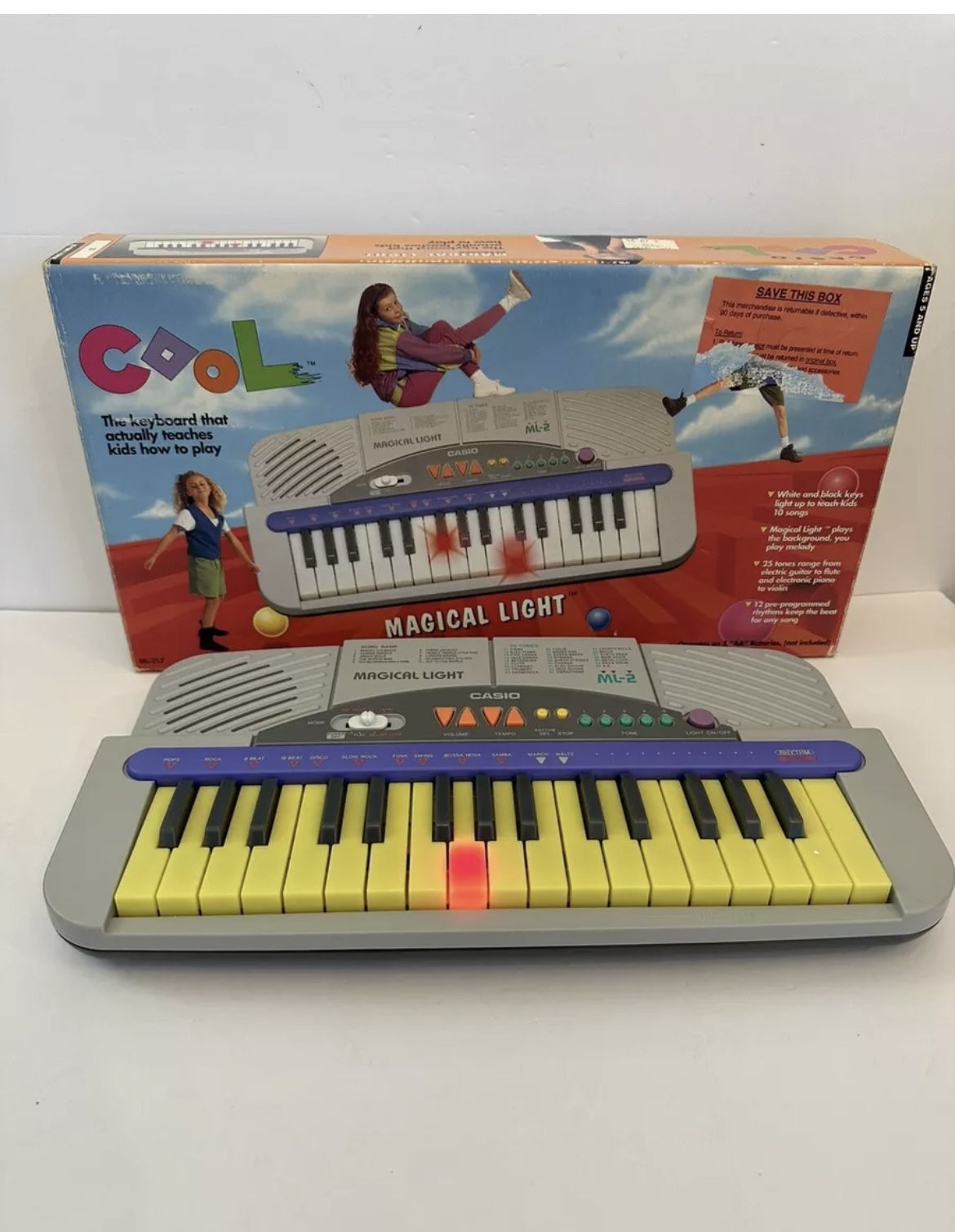 Vintage 1994 CASIO ML-2 Magical Light Mini Electronic Keyboard Tested Works