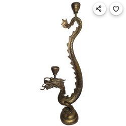 Brass Japanese Dragon Candle Holders 
