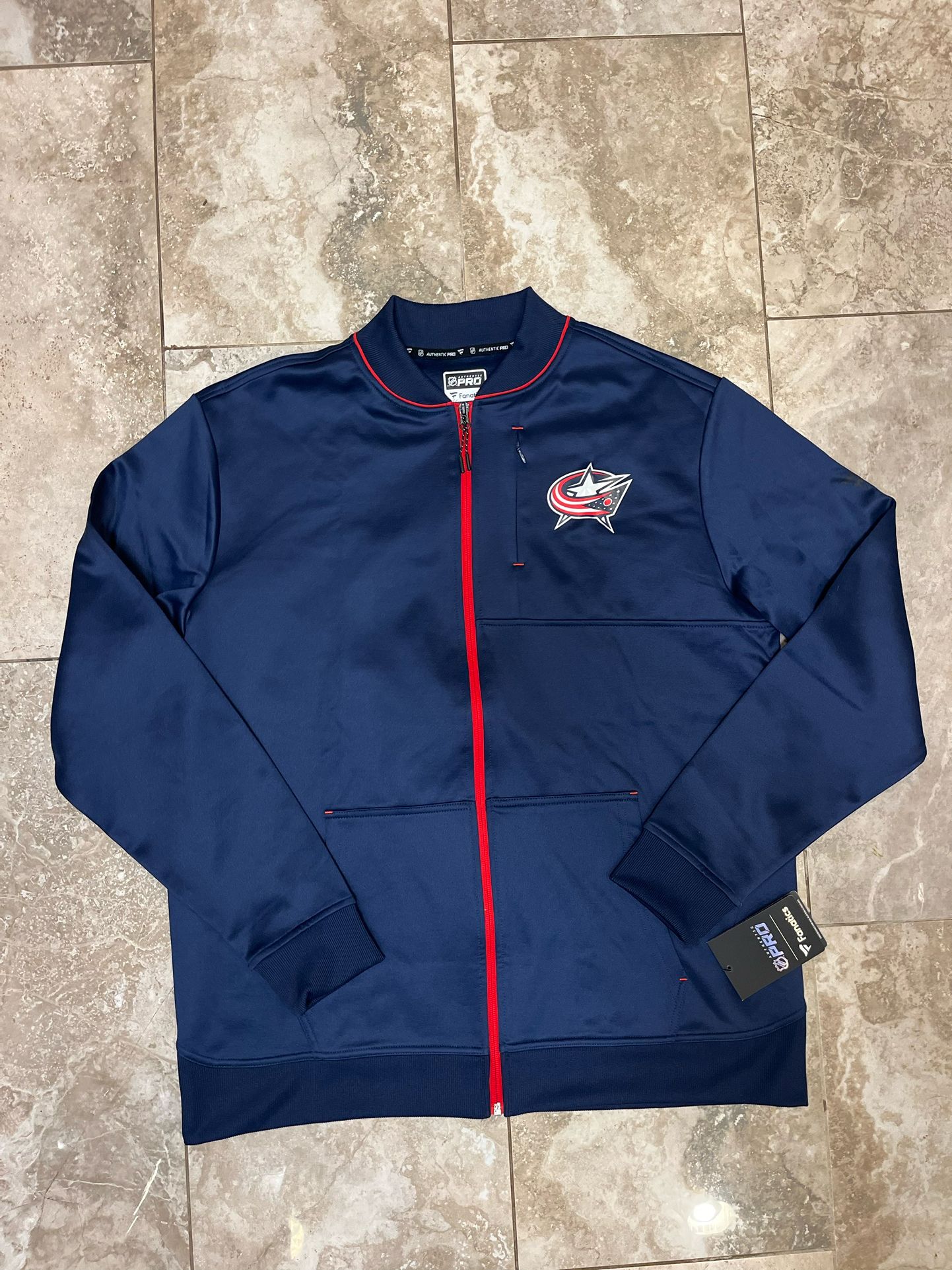  Fanatics  Navy Columbus Blue Jackets Authentic Pro Rink Coaches Full-Zip Sz XL