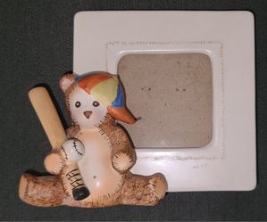 Ceramic Bear At Bat Picture Frame 