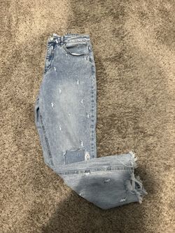 Light Wash Distressed Straight Jeans