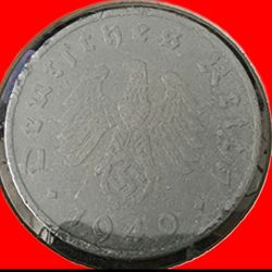 1940-B Germany 10 Reichspfennig Coin – WWII Era Zinc Issue – Authentic {ME8298}