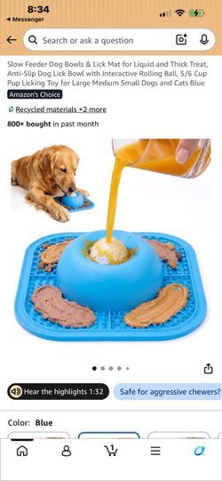 Slow Feeder Dog Bowls & Lick Mat for Liquid and Thick Treat