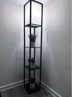 LED Floor Lamp with 3 Shelves, Black 62.75-in Black Shelf Floor Lamp