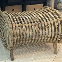 Rattan Curved Twisted Coastal Ottoman