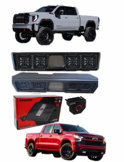 NEW 4 kicker l7s 8” SUBWOOFERS CUSTOM BOX AMP EPICENTER INSTALLED SILVERADO AND SIERRA CREW CABS