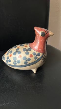 Tonala hand painted pottery qual bird