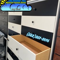 White Black Eight Drawer Dresser Mueble Chest Cajonera 