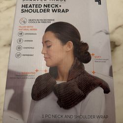 Sharper Image Heated Neck & Shoulder Wrap - Microwavable Warm & Cooling Plush Pad, Scented Aromatherapy (100% Natural Lavender & Herb Spa Blend), Pain