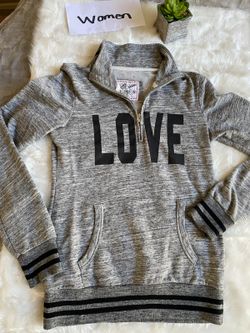 Women’s Reflex Gray LOVE Half-Zip Pullover Sweatshirt Medium