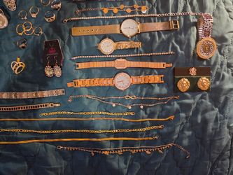 Mixed  Gold Tone Jewelry and Watch Lot