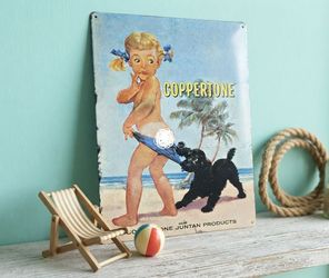 Coppertone "Don't Be a Paleface" Reproduction Tin Sign – Classic Beach Bathroom Humor Wall Decor [1999]