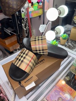 Burberry Women Furley Check Slide Sandals