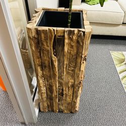  Rustic Reclaimed Wood Planter – Also Works as Pedestal or Side Table – 13”W x 32”H