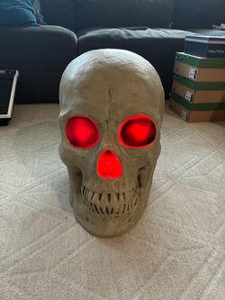 Large Halloween Skull Decoration with Red LED Eyes