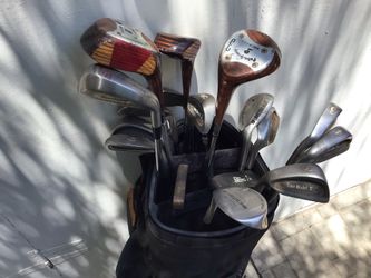 Left handed golf clubs and bag