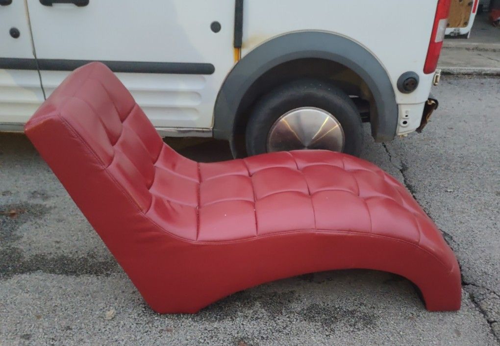 Icon Faux Leather Curved Chaise - Red Roche Like Lounge Chair Bed