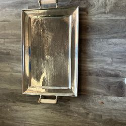 Light Weight Metal Serving Tray /Bone Handles