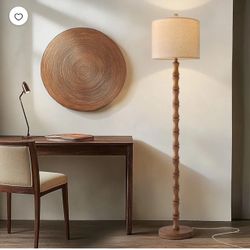 Oneach 62" Farmhouse Floor Lamp for Living Room,Wood Grain Brown Standing Lamp for Bedroom Retro